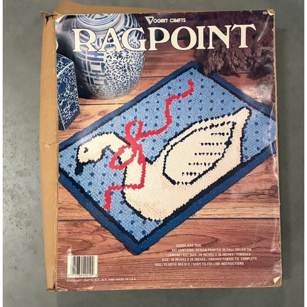 Vintage Vogart Crafts Ragpoint Goose Rag Rug Kit 492 Country Farmhouse DIY 18x24